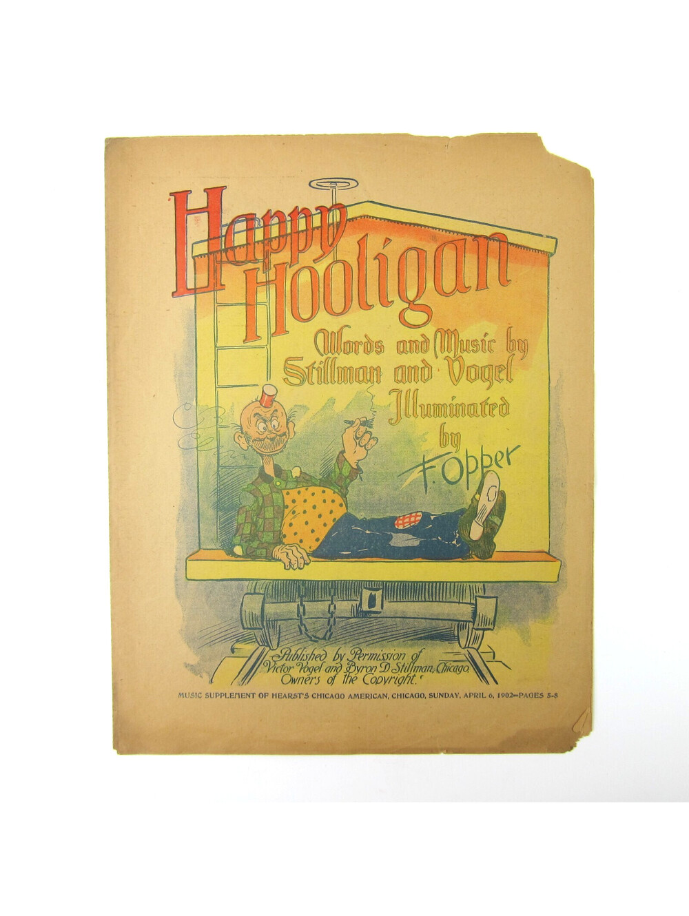 Antique 1902 Happy Hooligan Sheet Music Sunday Comic Strip Art Frederick Opper